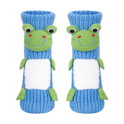 HAOZAIKEJI Women Animal Floor Socks Girl Cartoon Calf Socks Penguin Dog Xmas Slipper Sock Non-Slip Warm Crew Sock Knit Indoor2