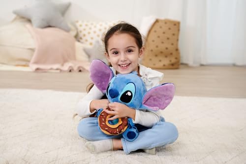 Simba Disney Stitch Kuscheltier mit Doughnut – Plüschfigur zum Knuddeln, mit Schoko‑Donut und Streuseln, süßer Disney‑Klassiker für Fans und Kinder, blau, 25 cm, ab 0 Jahren