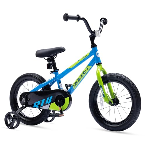 Chipmunk Rocket Kids Bike Toddlers 16 Inch Wheel Bicycle Beginners Boys Girls Ages 4-7 Years with Training Wheel, Blue