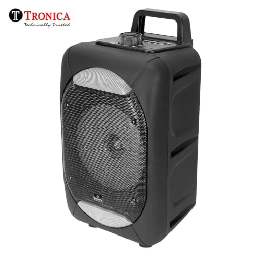Image of Tronica VIBRA 20W Rechargeable Outdoor Bluetooth Party Speaker with USB /FM /SD Card /Karaoke Speaker with Wired Mic & Remote (Pure Black)