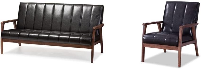 Baxton Studio Nikko Sofa, 29.45LX63.38WX31.59H, Black