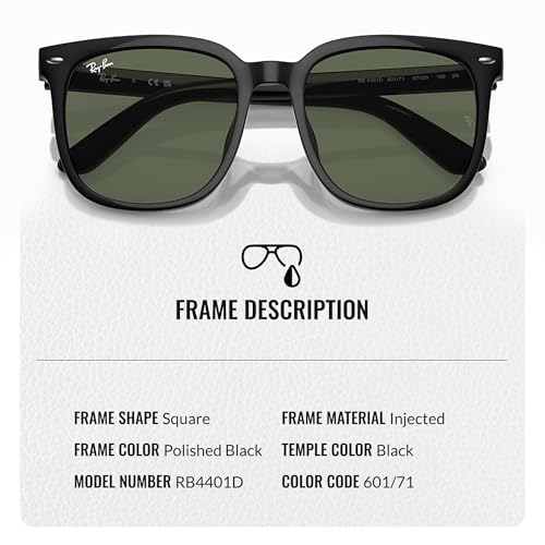 Image of Ray-Ban RB4401D Square Shaped Sunglasses for Men & Women with Official RAYBAN Eyewear Kit