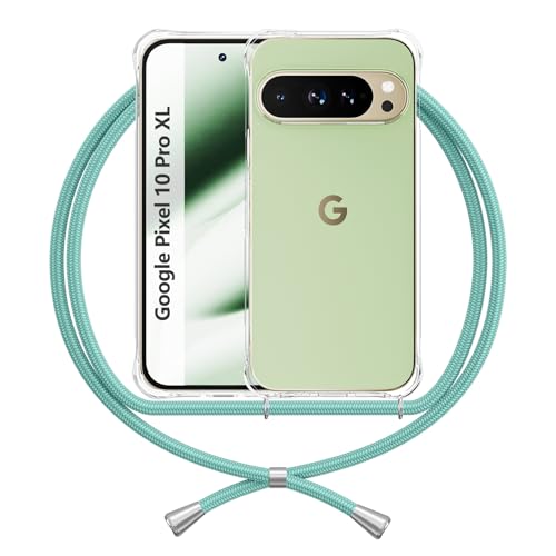 Funda Cuerda Compatible con Google Pixel 10 Pro XL, Transparente Silicona Esquinas Reforzadas, Verde