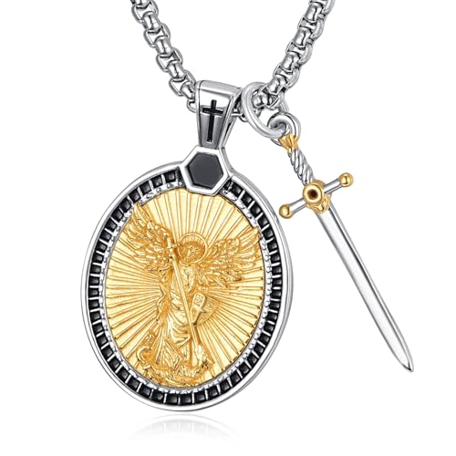 925 Sterling Silver Saint Religious Necklace for Men Women Amulet Jewelry Religious Gifts for Husband Boyfriend Father Grandpa Son