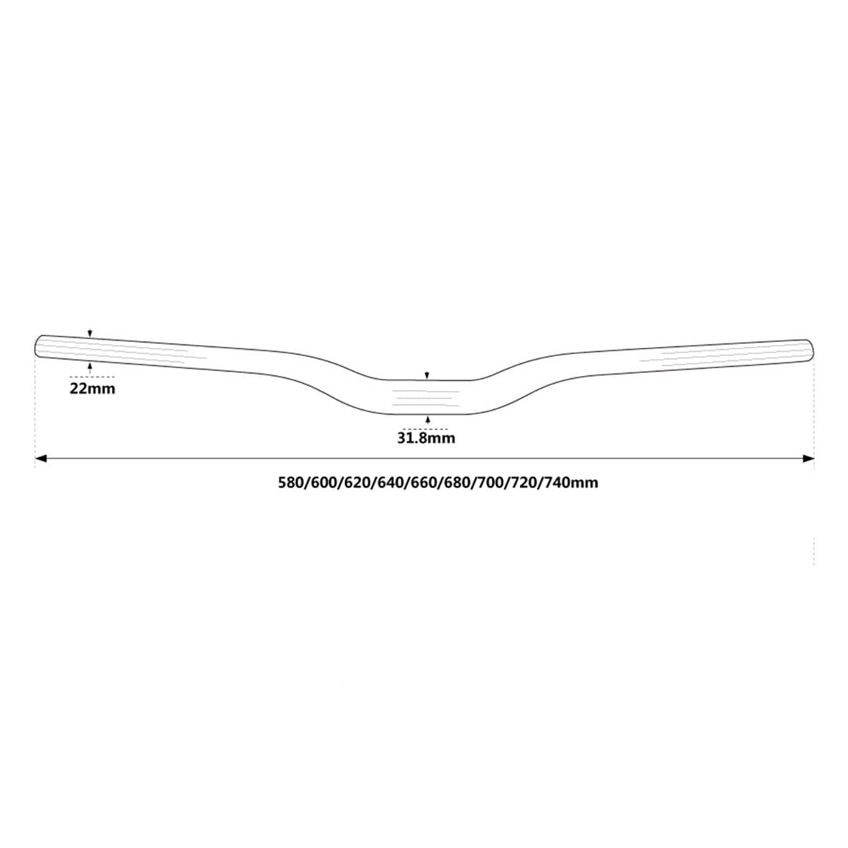 Guidon de VTT en fibre de carbone, rehausseur de 31,8 mm, compatible avec les tailles 580/600/620/640/660/680/700/720/740/760 mm (couleur : orange, taille 760 mm)