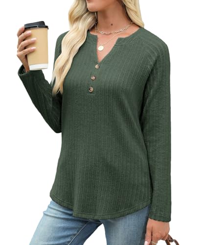 Womens Sweaters Fashion Long Sleeve Shirts V Neck Pullover Trendy Casual Loose Fit Sweatshirt4