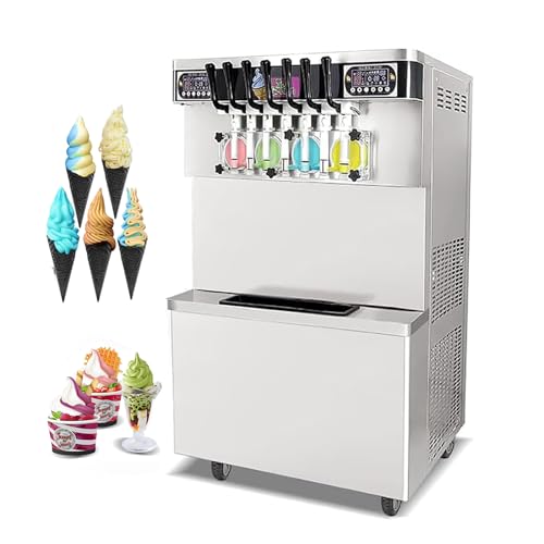 Kolice Commercial Heavy Duty ETL 7 Flavors Soft Serve Ice Cream Machine, 4+3 Mixed Frozen Yogurt Ice Cream Maker-Upper Tanks Refrigerated, Auto Counting | 110V 3800W