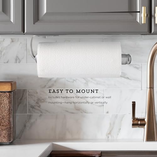 Kamenstein Perfect Tear Patented Wall Mount Paper Towel Holder, 14-Inch, Silver, Rounded Finial - Image 6