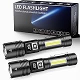 懐中電灯 led 強力 軍用 最強 【2025新型2-in-1多機能COB作業灯 】マグネット付き キャンプ ランタンライト 超高輝度 明るい ハンディライト 5モード 白&赤色灯 ディジタル電気量 ズーム式 ペンライト Type-C 充電式 フラッシュライト 18650大容量 電池式 長時間 防水 防災 ハンドライト 小型 手持ち 作業用 アルミ合金 登山/夜釣り/地震(2個パック）