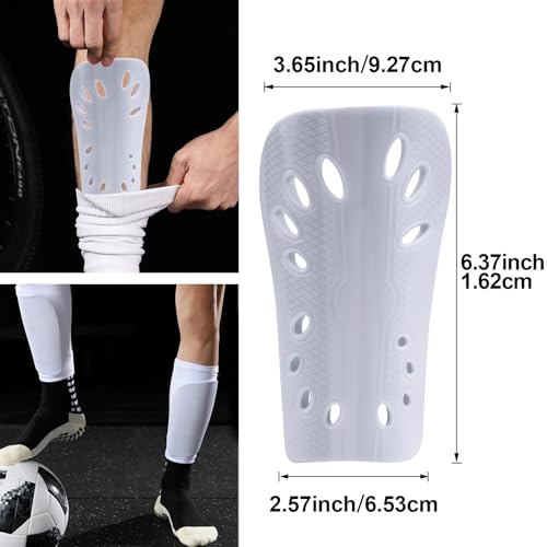 HINZIC 2pcs Soccer Shin Guards, Breathable Shin Guard Pads, Football Game Gear Protective EVA Cushion for Youth Men Women- White