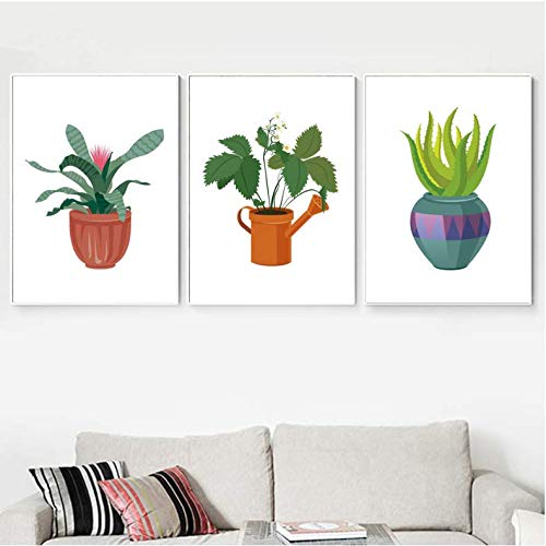 Toile aquarelle succulentes et plantes sans cadre finition mate fine