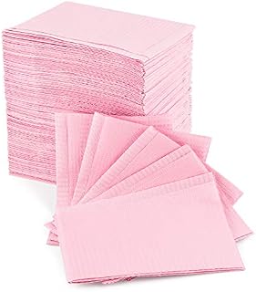 Annhua 125 PCS Disposable Dental Bids, Waterproof Scarf Towel for Tattoo, Clinic Use, Feeding (Pink)