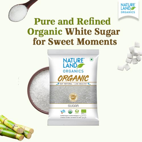 Image of Natureland Organics White Sugar 1 Kg (Pack of 6) - Organic Sugar