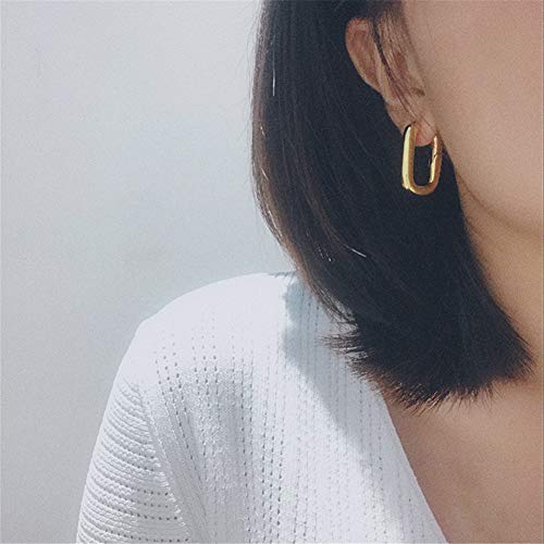 Czjewelry Geometric Rectangle Small Hoop Earrings For Women Girls | 18K Gold Plated Huggie Hoops Earring #TOP1