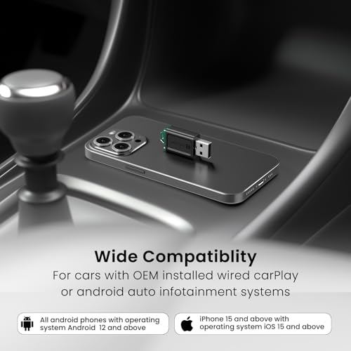 Image of Portronics Tune Lite, Mini 2-in-1 Wireless CarPlay /Android Auto Receiver, Converts Wired to Wireless, Plug & Play, Only for Cars with OEM Installed Wired Android Auto /CarPlay, Android 12+ & iOS 15+