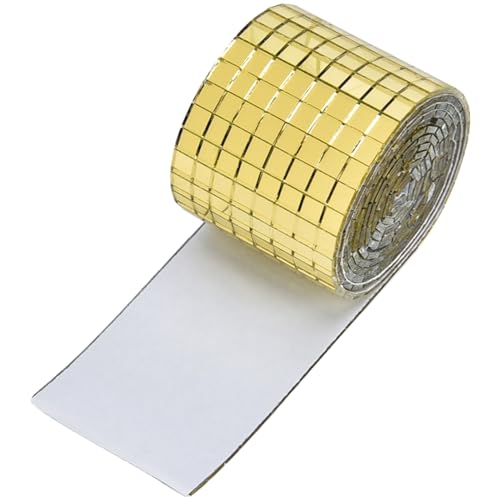 Carreaux Muraux Autocollants en Verre Miroir Or, 1 Rouleau