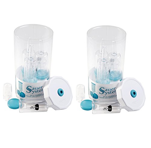 Fermentology Sauer System Mason Jar Fermentation Airlock Lid Kit - Includes Tough Tops Plastic Mason Jar Lids, 3-Piece Airlocks, Silicone Grommets, Gaskets and Stoppers - WIDE MOUTH - 8 PACK