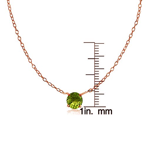 Ice Gems Rose Gold Flashed Sterling Silver Small Dainty Round Peridot Choker Necklace #TOP2
