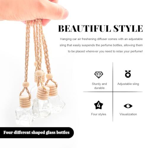 Image of 5 PCS Hanging Car Air Freshener, 8ml Empty Clear Glass Perfume Bottle Freshener Diffuser, Essential Oil Fragrance Aromatherapy Bottle Ornament for Car, Interior Car Accessories (Rhombic)