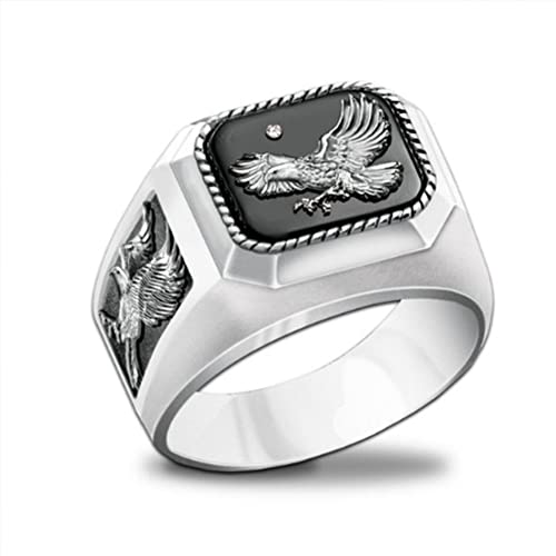 Bague aigle volant en argent ciselé style punk rock pour homme