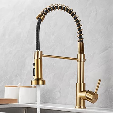 Grifo de cocina dorado SkyPanda con rociador extraíble Cover