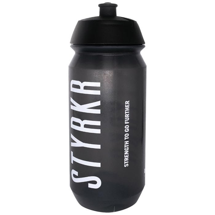 STYRKR 500ml Sports Water Bottle, Cycling Water Bottle in Clear Transparent Black, Squeezable, Wide Mouth & Easy Clean, Bike