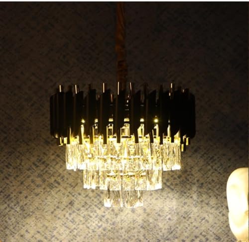Image of 400 MM LED Crystal Chandlier | Black & Gold Metal Body | LED Color - Cool White, Neutral White, Warm White | for Home BZ1 GO CL 5071