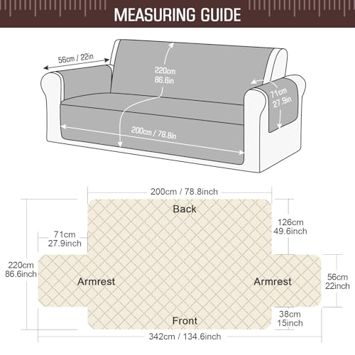 Image of TAOCOCO Sofa Protector 4 Seat Sofa Cover,Sofa Slipcovers with Storage Pockets,Anti Slip Couch Chair Covers,Washable Settee Cover for Pets(Chocolate)