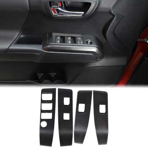 Aunginsy Car Door Window Glass Lift Button Panel Trim Cover Compatible with Toyota Tacoma 2016-2023 Front and Rear 4Pcs Doors Armrest Window Control Power Switch Decorative Frame Sticker Accessories