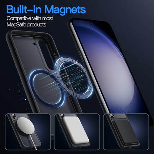 Image of JETech Magnetic Cover Case for Samsung Galaxy S23+ / S23 Plus 5G 6.6-Inch, Compatible with MagSafe, Translucent Matte Back Shockproof Phone Cover (Black)