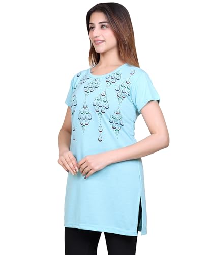 Image of DG Divine GirL Women's Cotton Printed Long Regular Fit Round Neck Top /T-Shirt /Tshirts
