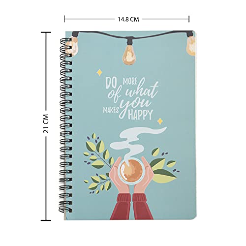 Image of Papboo A5 Handy, DO More, Easy to Carry Spiral Wiro Notebook : 100 GSM Natural Shade Paper, Dot Grid, 120 Pages, Journal, Diary, Gift