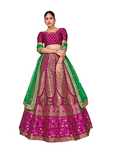 Lehenga Choli Dupatta Ghagra violet en soie traditionnelle indienne 8082