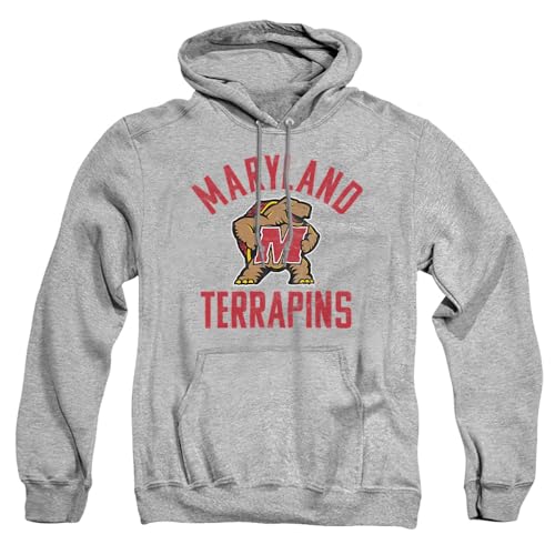 University of Maryland Official UMD Terrapin Logo Unisex Adult Pull-Over Hoodie Athletic Heather X-Large