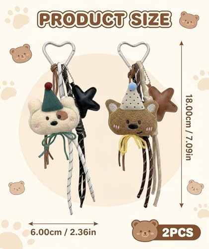 Image of 2PCS Bag Charms for Handbags, Handbag Charms, Two Adorable Bear Plush Keychains in White and Brown, Cute Bag Accessories for Personalization and Style Enhancement, Ideal for Daily Use and Gifting