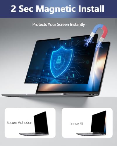 Image of Magnetic Laptop Privacy Screen for 16 Inch 16:10 Aspect Ratio | Screen Size is 13.57 in Wide and 8.48 in High, Removable, Anti Glare, Anti Blue light,Compatible With HP Dell Lenovo Thinkpad