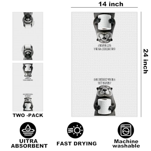 Image of Hanamiya Na 2Pcs Funny Raccoon Hand Towel for Bathroom 24x14 Inch, Humorous Raccoon Toilet Paper Absorbent Dish Cloth Towel, Waffle Hand Towels for Kitchen Toilet Home Bathroom, Raccoon Gifts