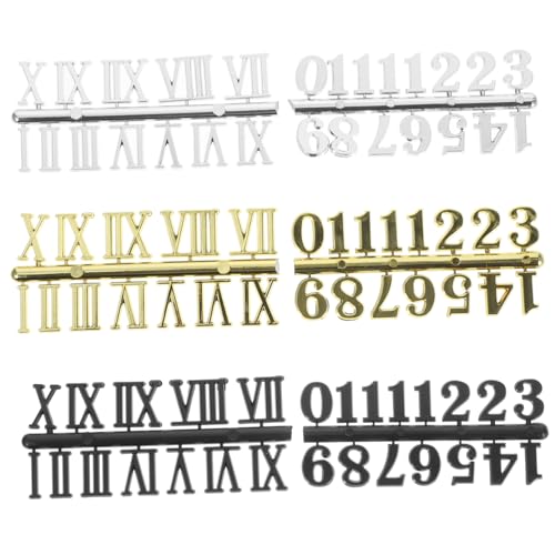 SUNCN 6個 時計機構時計キット Diyのデジタル時計の数字 時計製造部品 時計のローマ数字 時計の置換番号 壁掛け時計 Diy 数字 時計アクセサリーの修理 アラビアローマ時計の数字 時