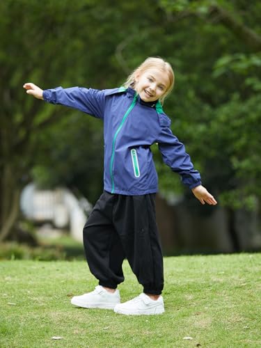 SaphiRose Kids Rain Jacket Waterproof Raincoat Mesh Lined Coat with Removable Hood for Boys Girls2