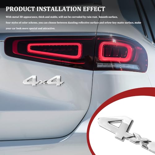 Image of 4x4 Emblem Sticker, Metal Car Emblems, 3D Fender Badge Decal Car Sticker, Universal 4X4 Emblem Badge 3D Logo Car Exterior Accessories Fit for SUVs Trucks Pickups (4X4, Silver)