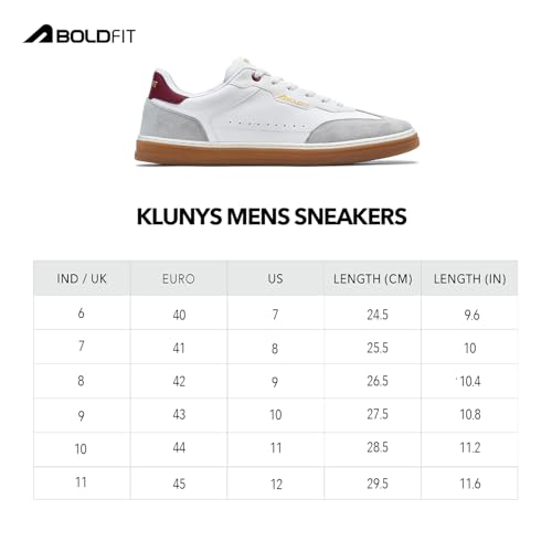 Image of Boldfit Sneakers for Men Casual Stylish Sneakers for Man with Premium PU Leather Upper, Cushioned Insole, Padded Collar, Breathable Lining & TPR Grip Sole Everyday Wear Shoes for Men Klunys