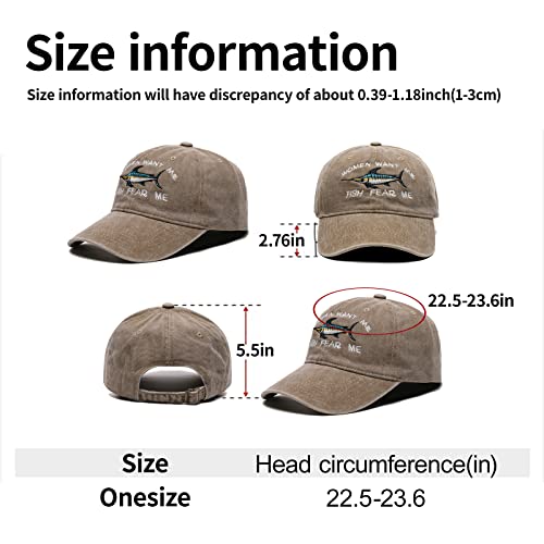 OCIOVAN Baseball Caps for Men Women,Embroidered Women Want Me Fish Fear Me Adjustable Trucker Hat Cotton Unisex Dad Hats