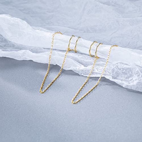 SLUYNZ 925 Sterling Silver Cuff Earrings Threader Chain for Women Crawler Earrings Wrap Earrings4