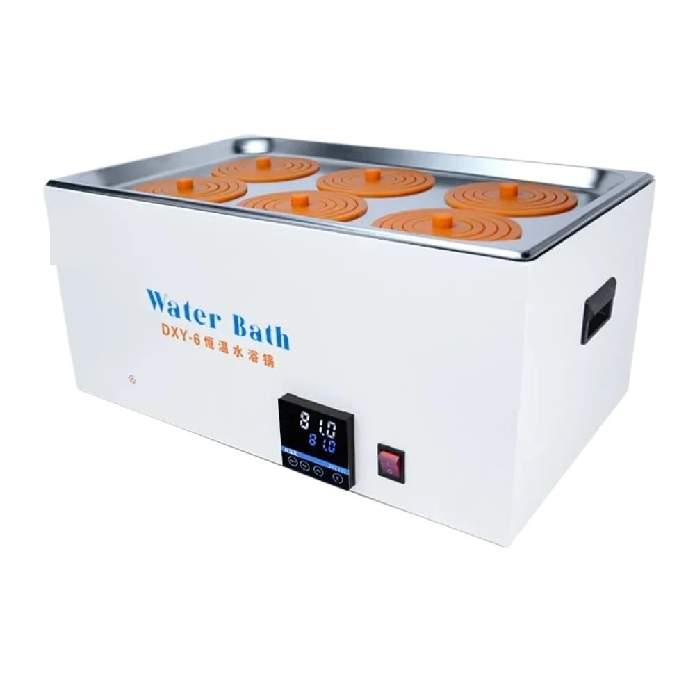 Baño María de Laboratorio, Baño de agua digital de 6 orificios, tanque de calentamiento termostático de temperatura constante for laboratorio con tiempo seleccionable, anti-quemaduras