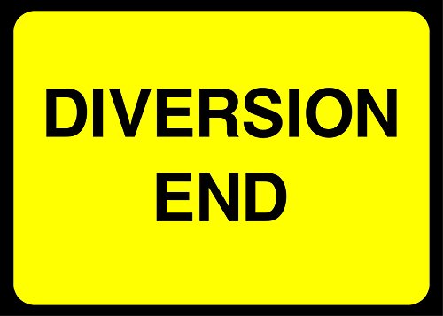Image of Diversion End Temporary Warning Road safety sign - 3mm Aluminium sign 600mm x 400mm