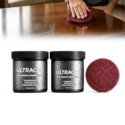 Image of All in One Surface Restoration Polish with Pad, Ultracut Polishing Compound for Wood Furniture Surface Polishing Scratch Remover Compound for Leather Wood Marble Countertop Cookware Ovens Sinks (2)