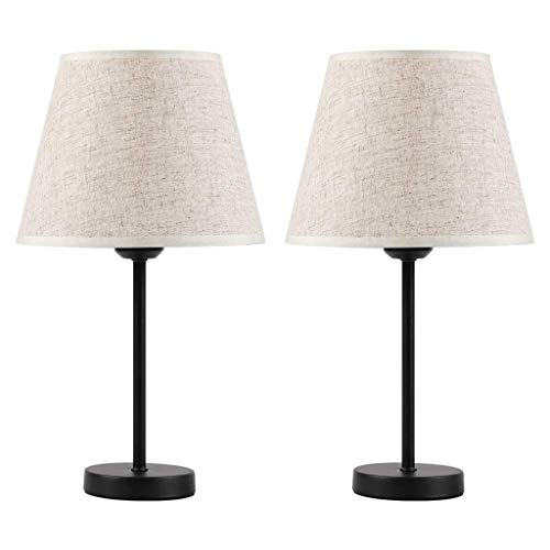 sdSDGrw lámpara, Lámpara de Escritorio Moderna, lámpara Noche, Juego 2 lámparas con Pantalla Tela for Dormitorio, Sala Estar, niños, 15 Pulgadas, Color Negro
