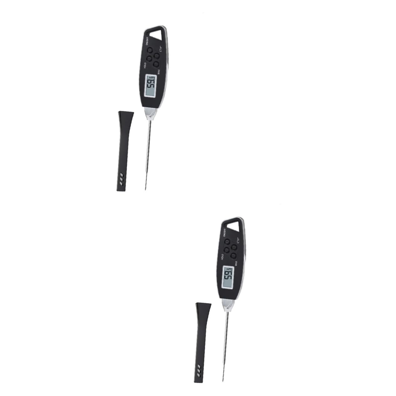 2pezzi Termometro Digitale Per Cucina Con Sonda Per Cottura Bbq e Bevande Lettura Istantanea Secondi Inossidabile Nero