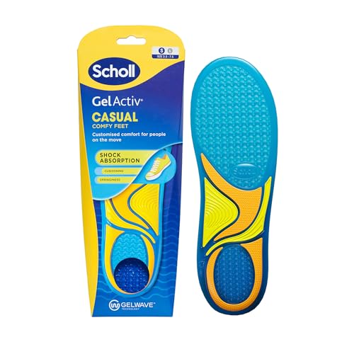 Scholl GelActiv - Plantillas casuales para mujer, pies cómodos durante todo el día, amortiguación de espuma viscoelástica y tecnología GelWave, talla 3.5-7.5