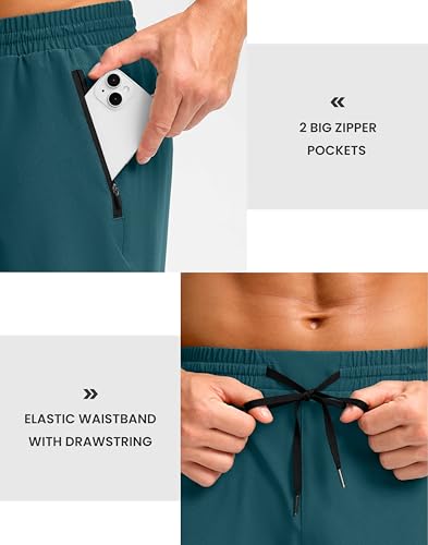 Image of Pudolla Men's Running Gym Shorts with Zipper Pockets 5 inch /7 inch / Lightweight Quick Dry Running Workout Athletic Short